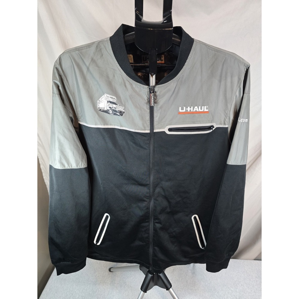Official Men's UHAUL Employee Reflective Jacket Uniform Black Zip Large L